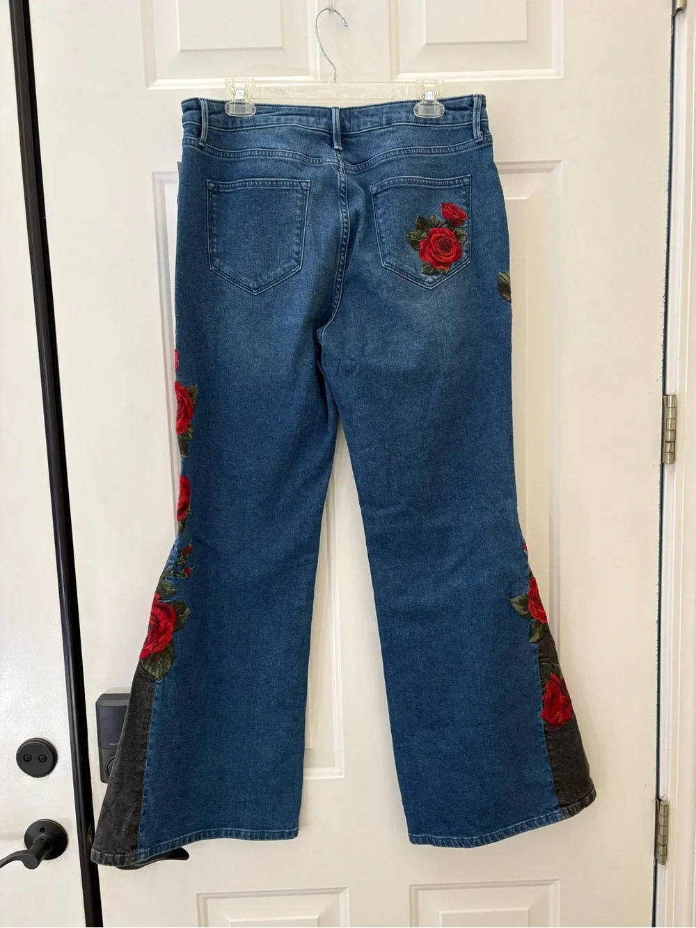 NWT Free People  X Driftwood Fab Farrah Midnight Rose Wide Leg Jeans 32W